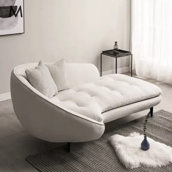 ze Ga naar beneden Mitt Modern Chaise Longue Sofa Upholstered Linen Sofa 3-Seater Sofa in Steel  Legs-Homary