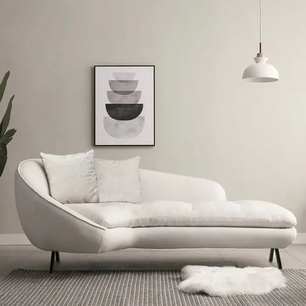 Nevelig Oppervlakte Adelaide Modern Chaise Longue Sofa Upholstered Linen Sofa 3-Seater Sofa in Steel  Legs-Homary