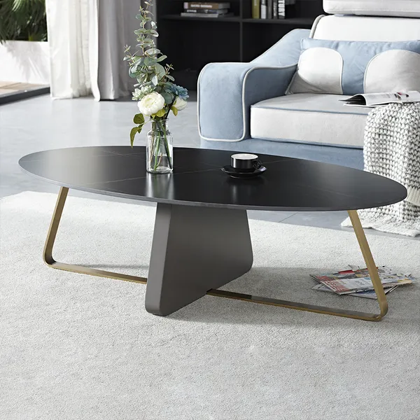 oval stone top coffee table