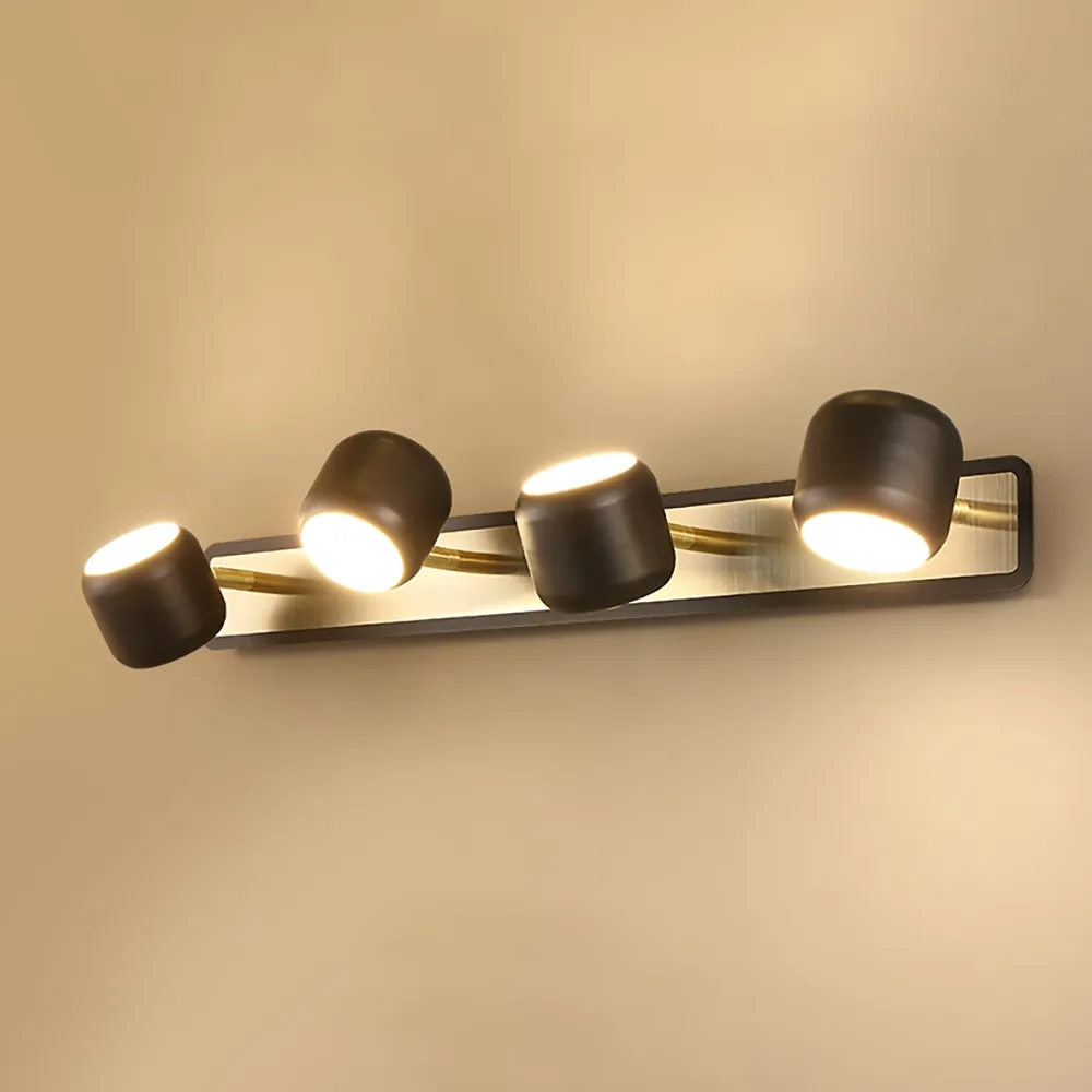Black LED Adjustable Gold Bath Vanity Light 3-Light Indoor Wall Light