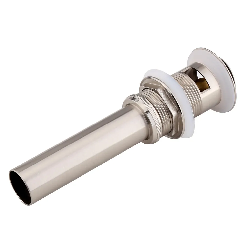Brushed Nickel Press-Style Pop Up Sink Drain Assembly with Overflow Solid Brass