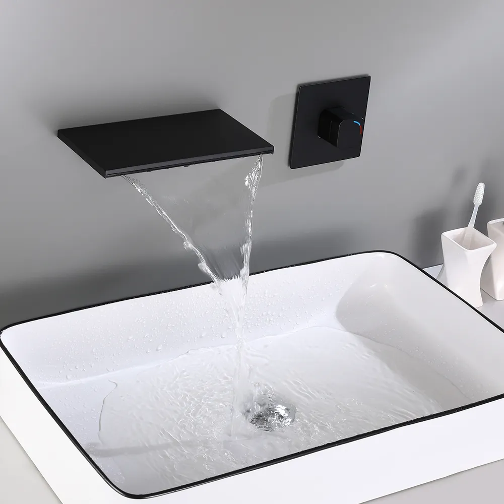 Salle de bain cascade robinets simple levier en laiton moderne lavabo mitigeur 