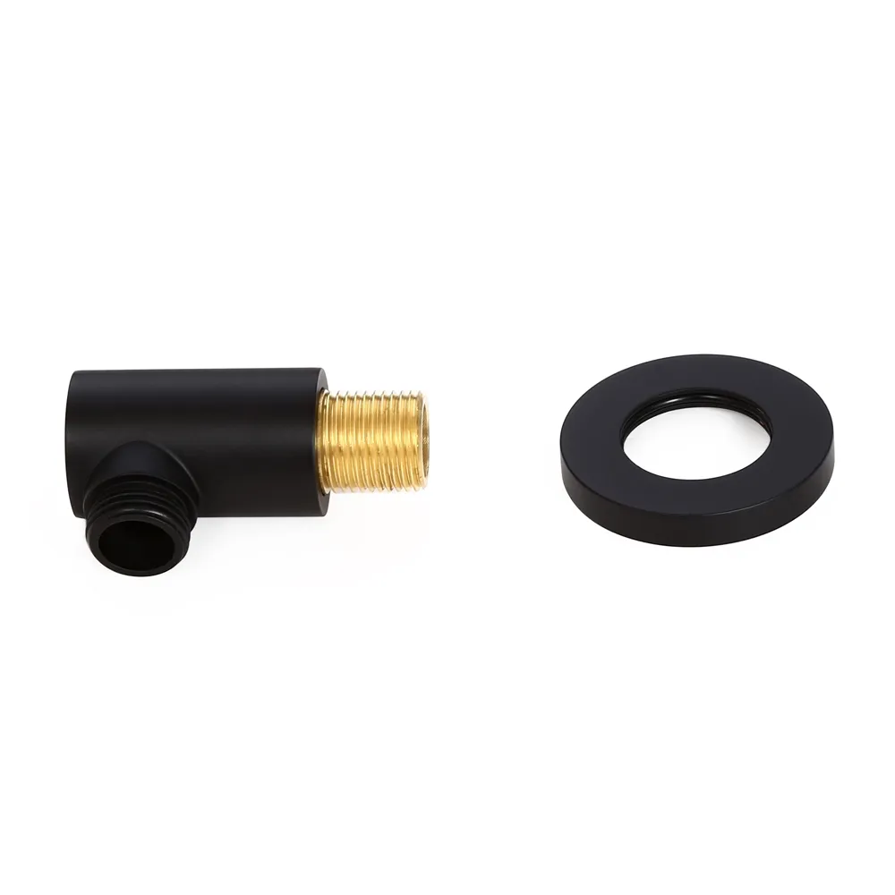 Solid Brass Wall Mounted Hand Shower Water Supply Elbow Round Shape in Matte Black