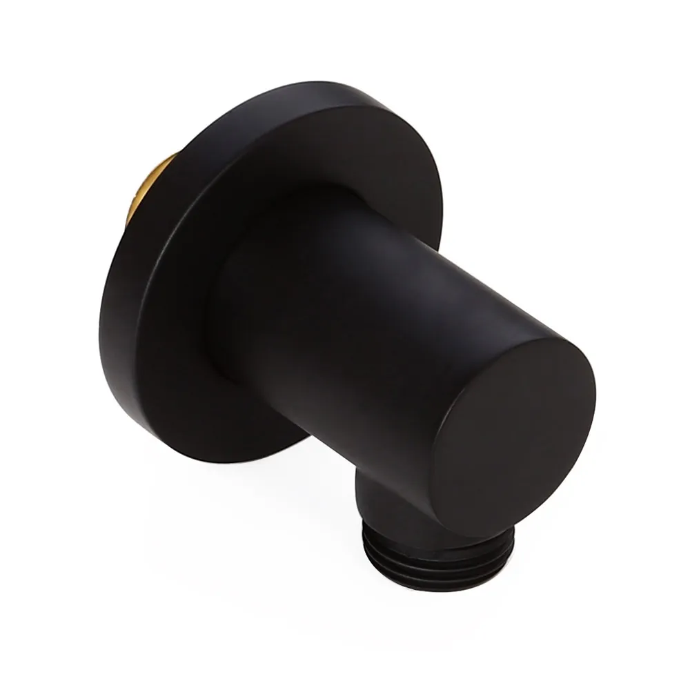 Solid Brass Wall Mounted Hand Shower Water Supply Elbow Round Shape in Matte Black