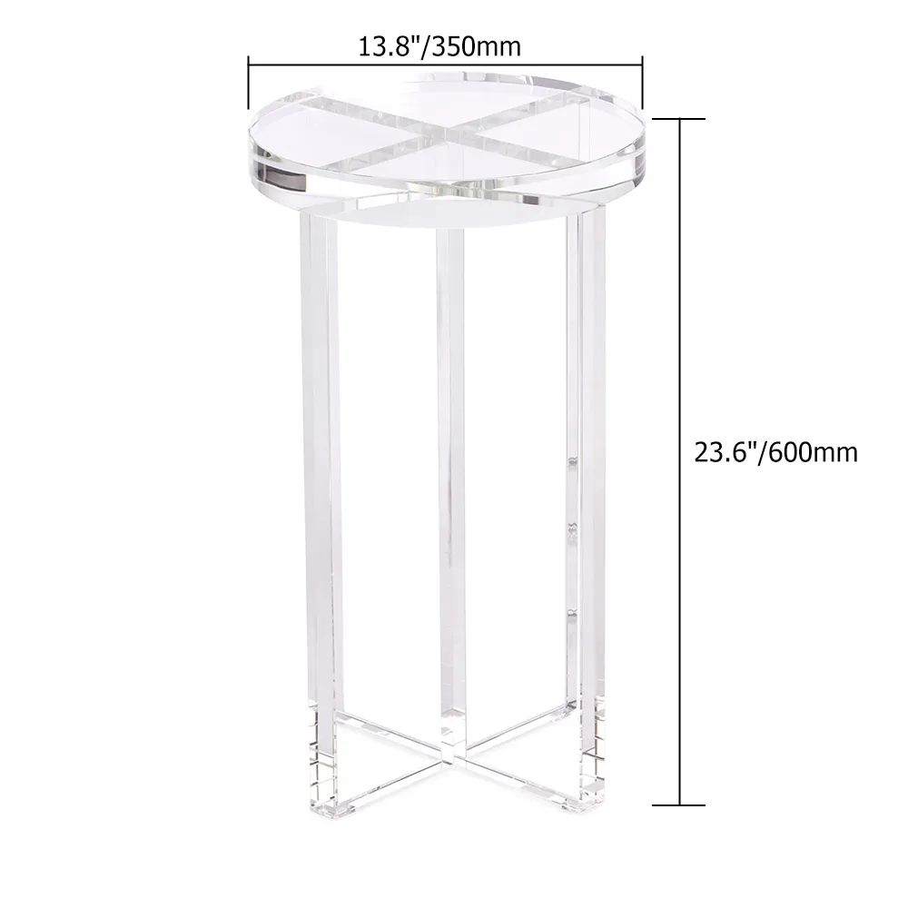 Round Clear Acrylic End Table Modern Side Table
