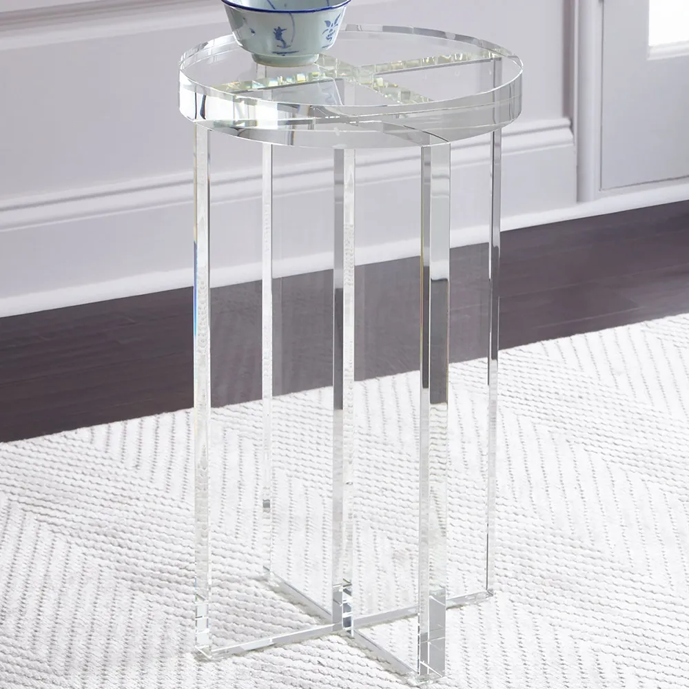 Round Clear Acrylic End Table Modern Side Table