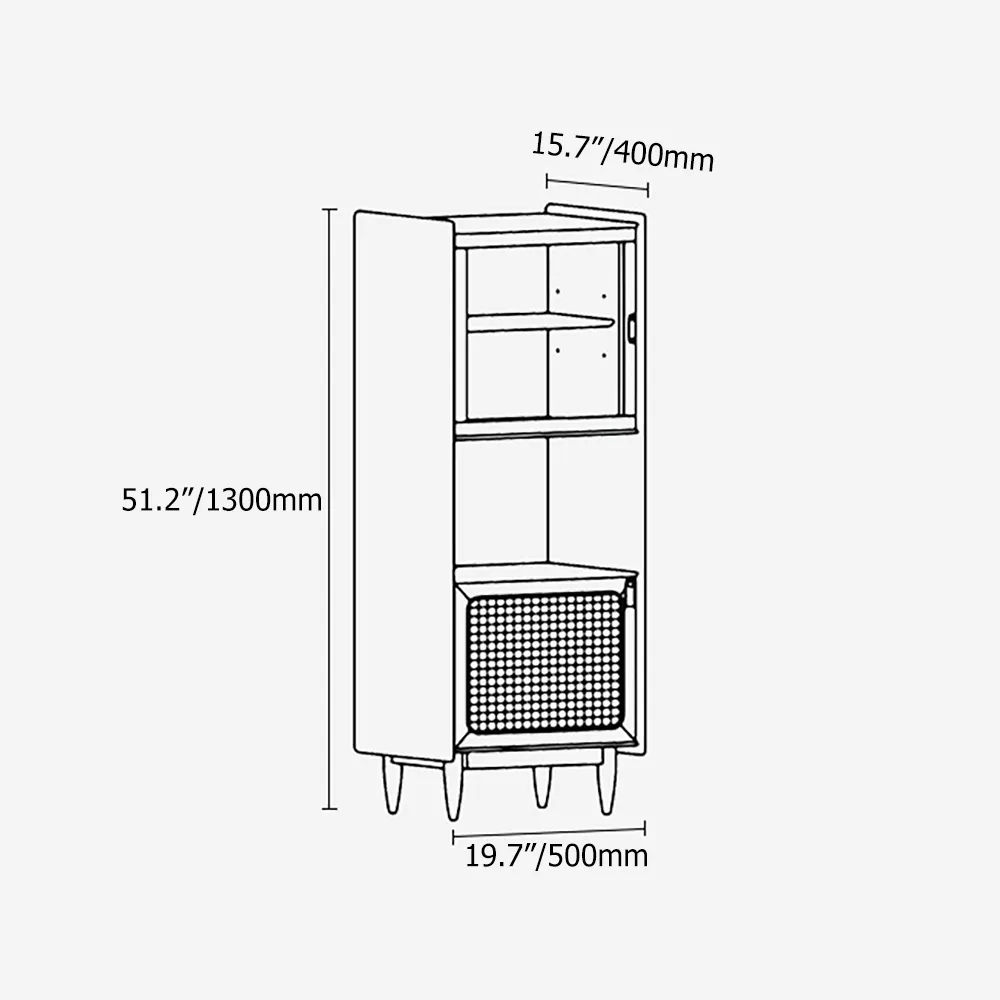 Natural Cabinet with 2-Door 1 Adjustable Shelf Rattan Woven 51" in Height