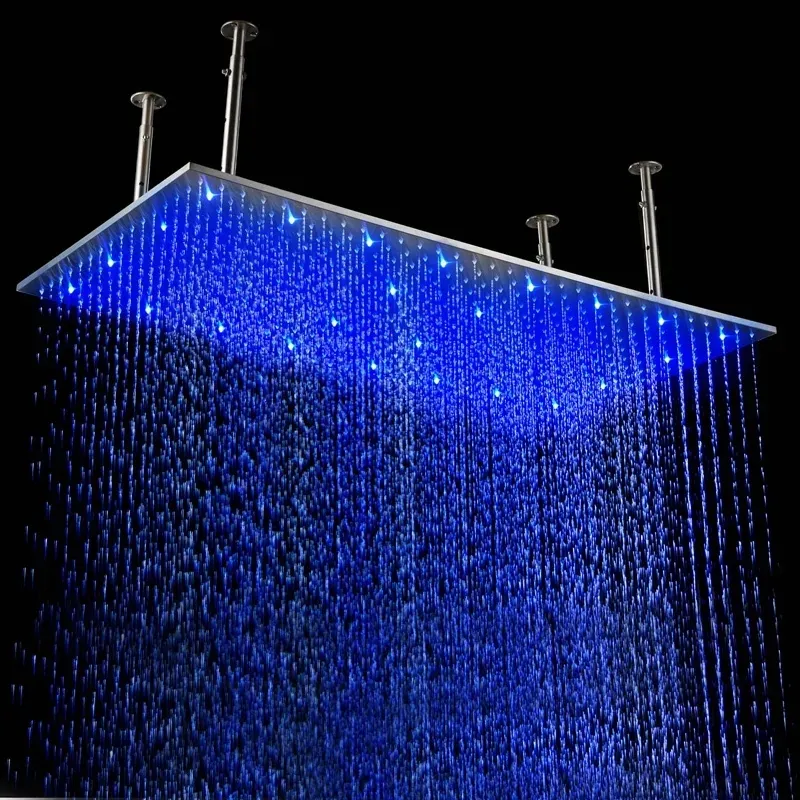 Details about   High-pressure water saving Best Bathroom Shower Rainfall 20"x40" Brushed Nickel 