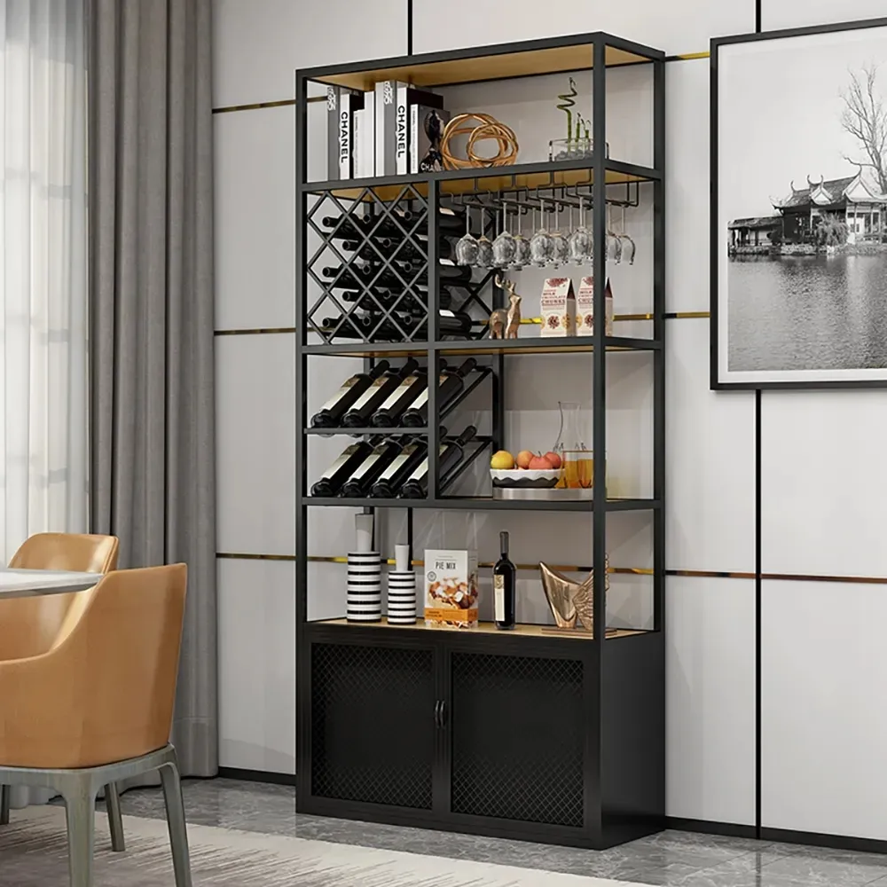Metal Wine Rack Storage Home Bottle Holder Bar Kitchen Tall Wall Mounted Hanging 