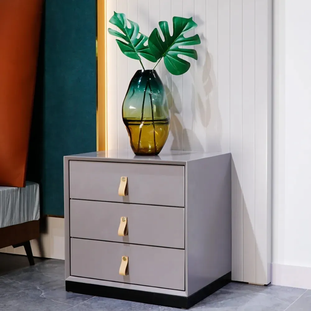 nightstand with leather pulls