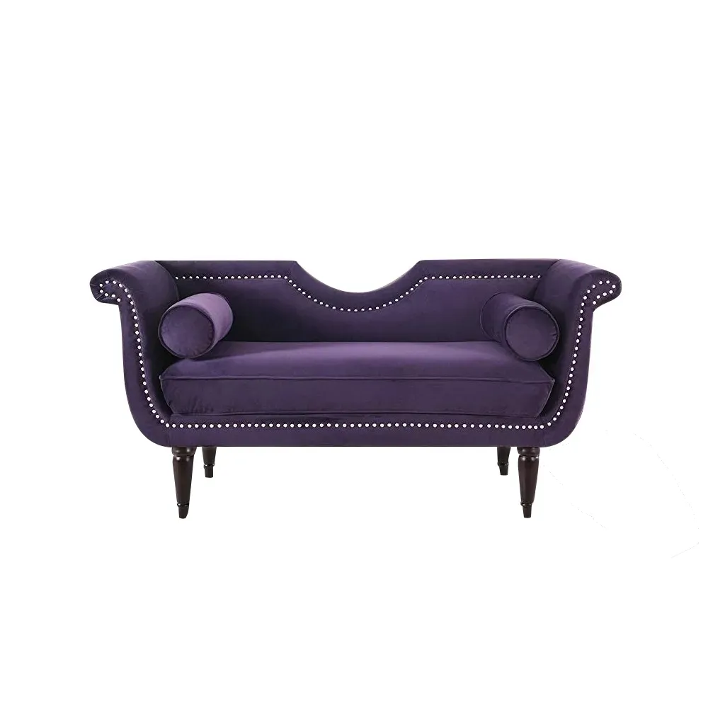 Beliani Modern 2 Seater Sofa Upholstered Soft Velvet Purple Lokka