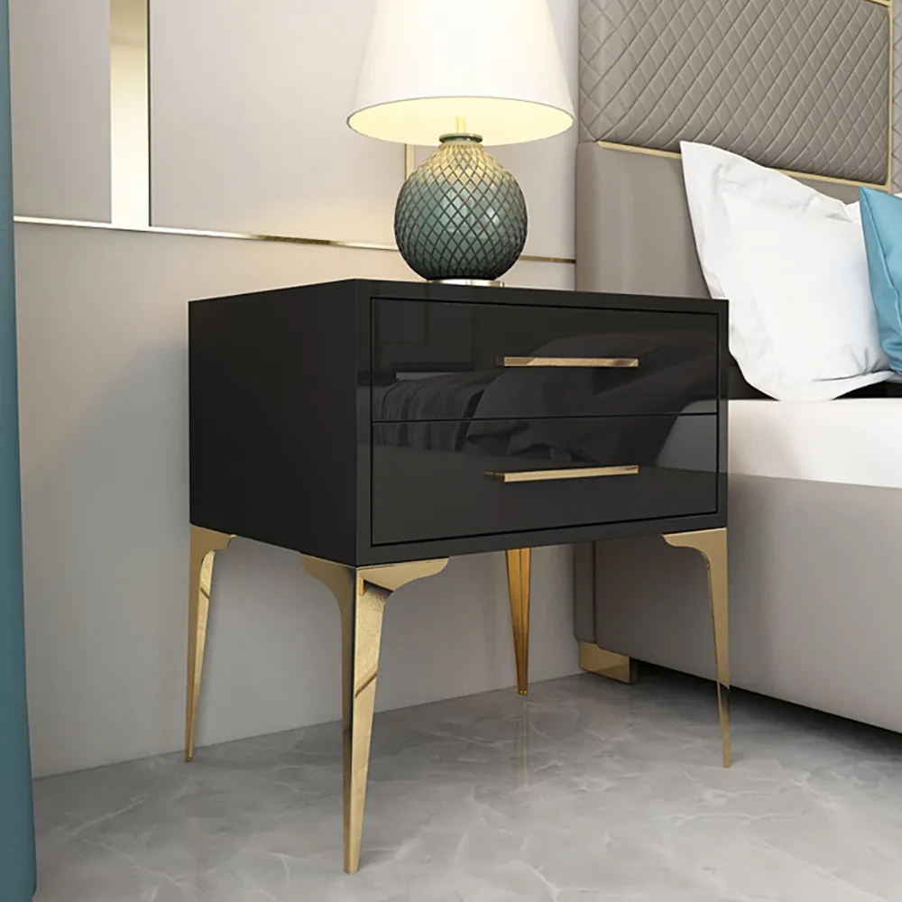 black glossy nightstand