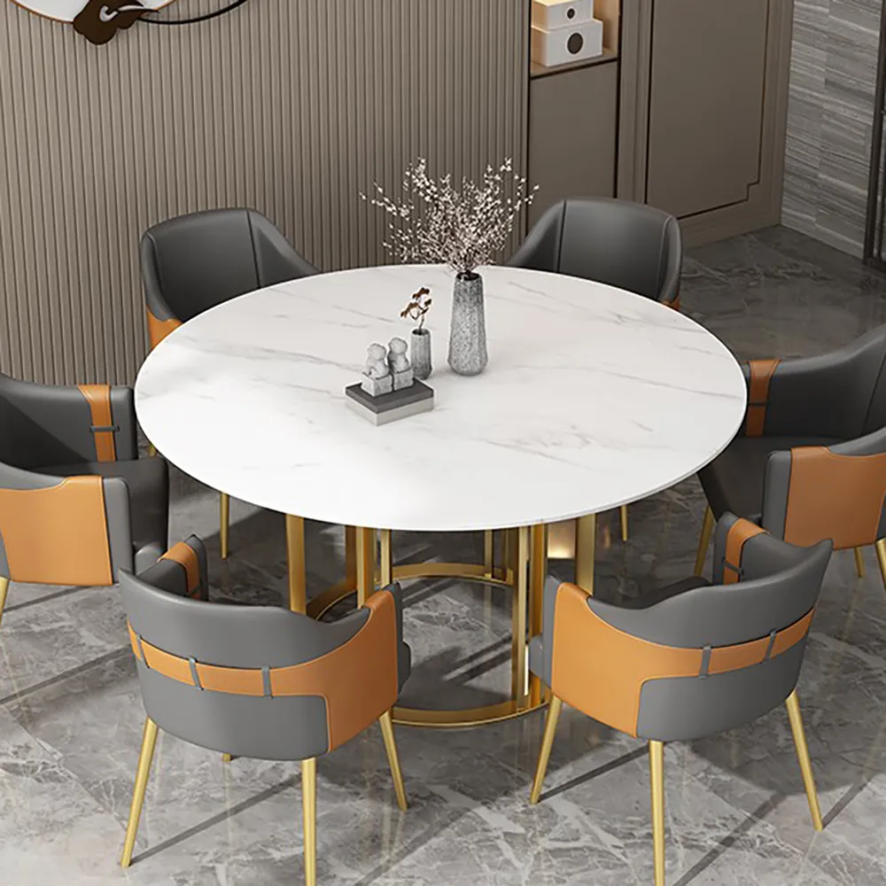 Dining Table With Metal Base Homary, Round Stone Top Dining Room Table