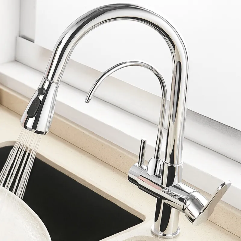 Water Filter Kitchen Faucet Pull Out Faucet in Polished Chrome 