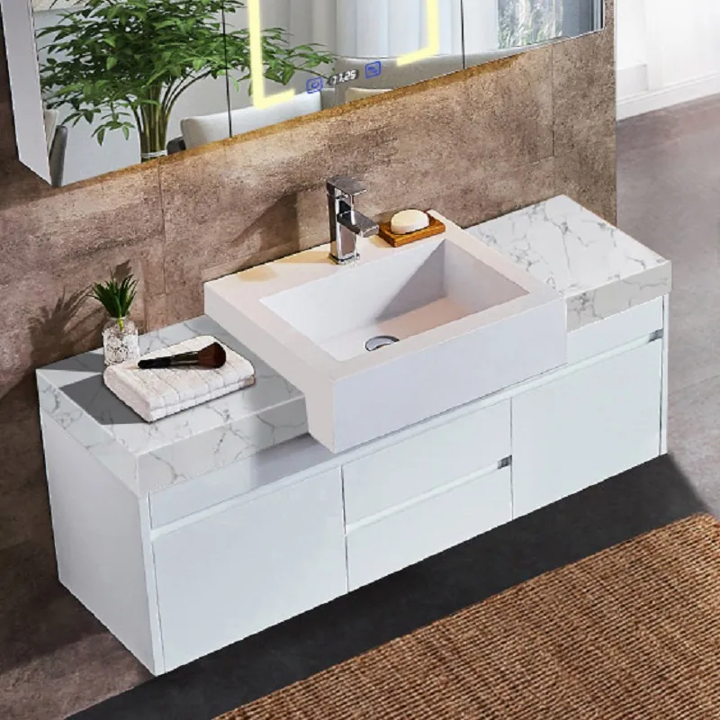 39 Floating Bathroom Vanity With Sink Faux Marble Vessel Wall Mounted Homary - Marble Bathroom Counter With Sink