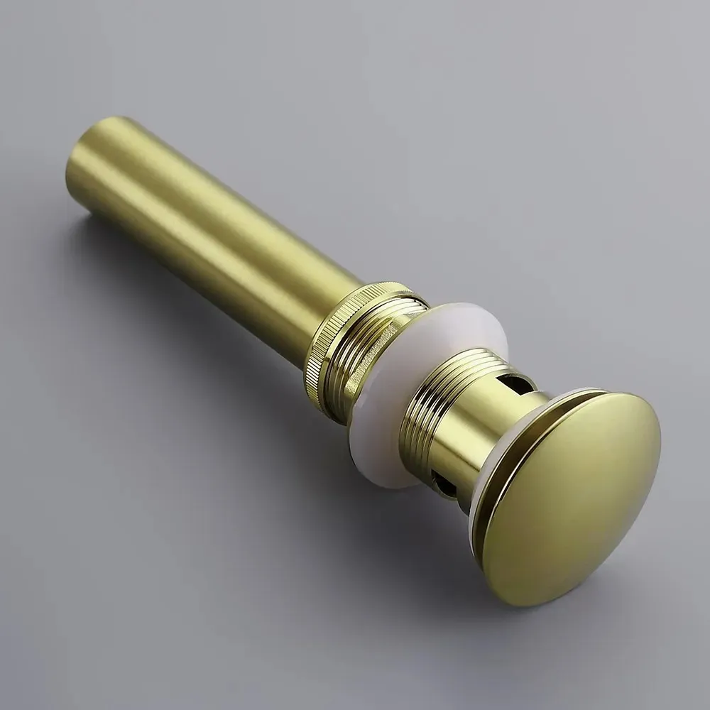 Modern Brushed Gold Bathroom Sink Pop Up Drain with Overflow