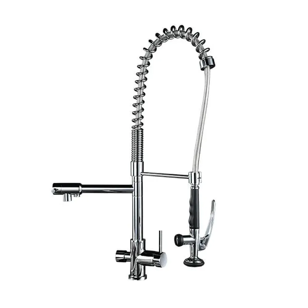 Modern Kitchen Faucet with Sprayer Brass Pull Down Faucets Chrome Single Hole 3-in-1