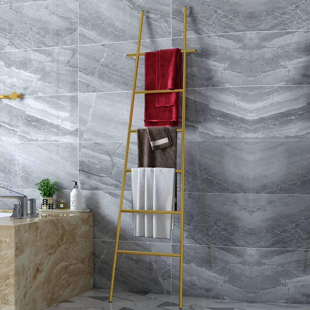 Details about   Home Free Standing Bath Towel Ladder Storage Organization Rack Wall-Leaning US 