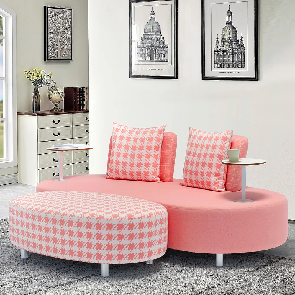 Sofá de poliéster para exteriores, color rosa, con espalda y brazo  desmontables-Homary