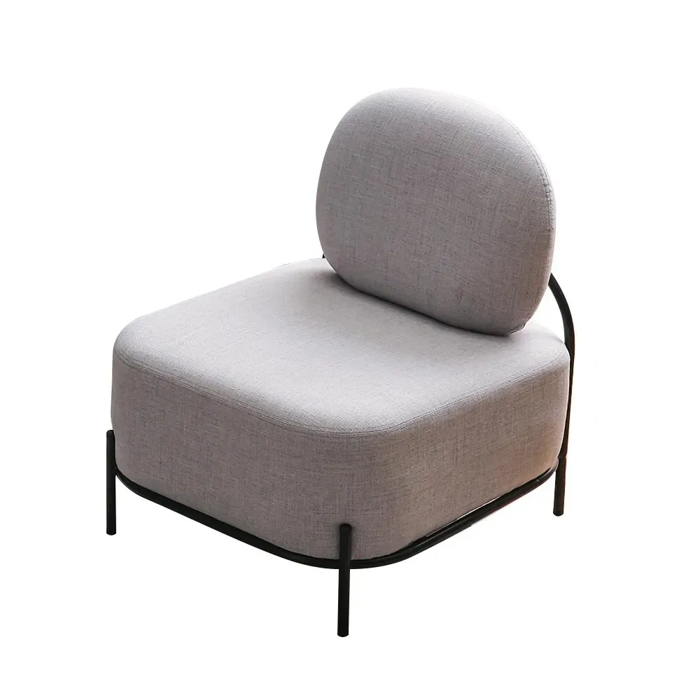 Gray Linen Upholstered Armless Accent Chair Black Legs