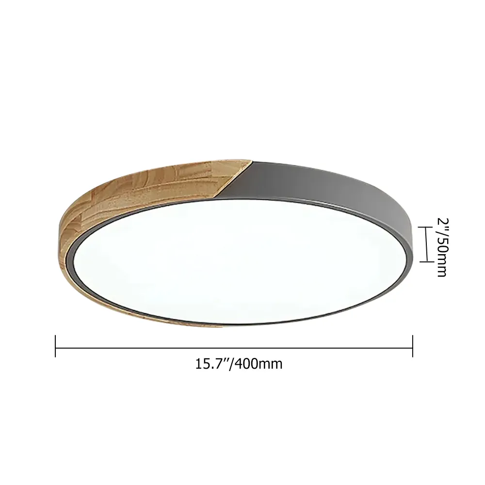 Minimalist LED Gray Flush Mount Ceiling Light Dimmable & Remote Control