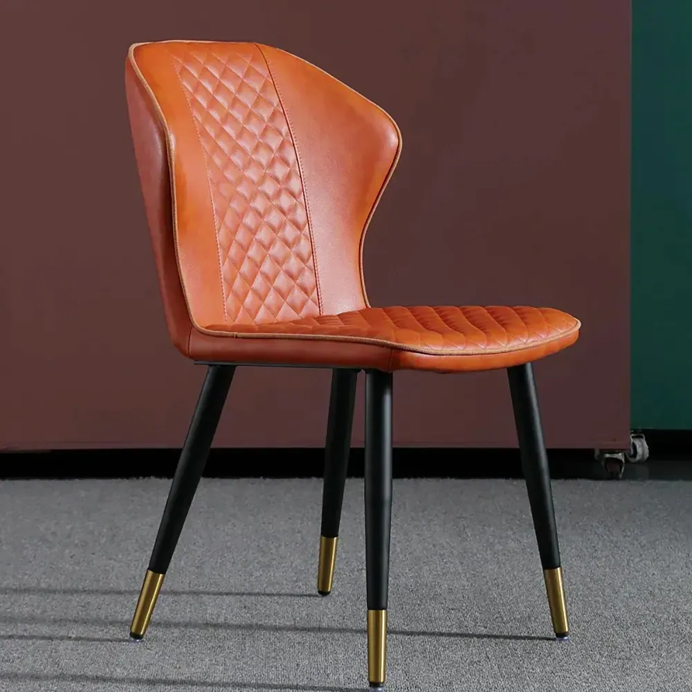 Orange Modern Pu Leather Dining Chair, Orange Leather Chairs Dining