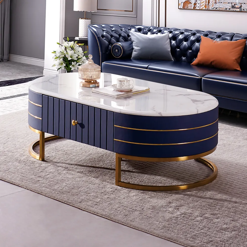 blue and gold coffee table