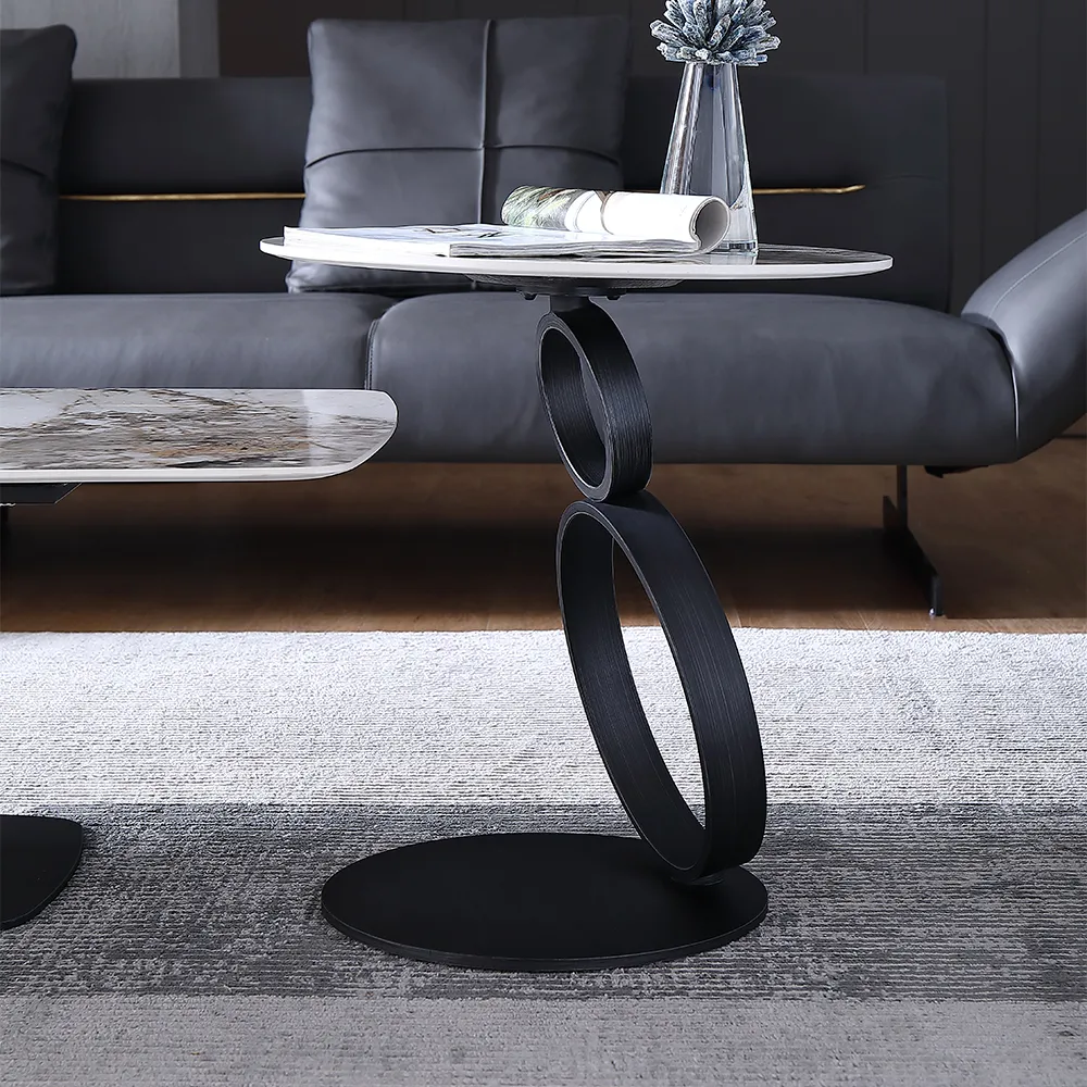 matte black round coffee table