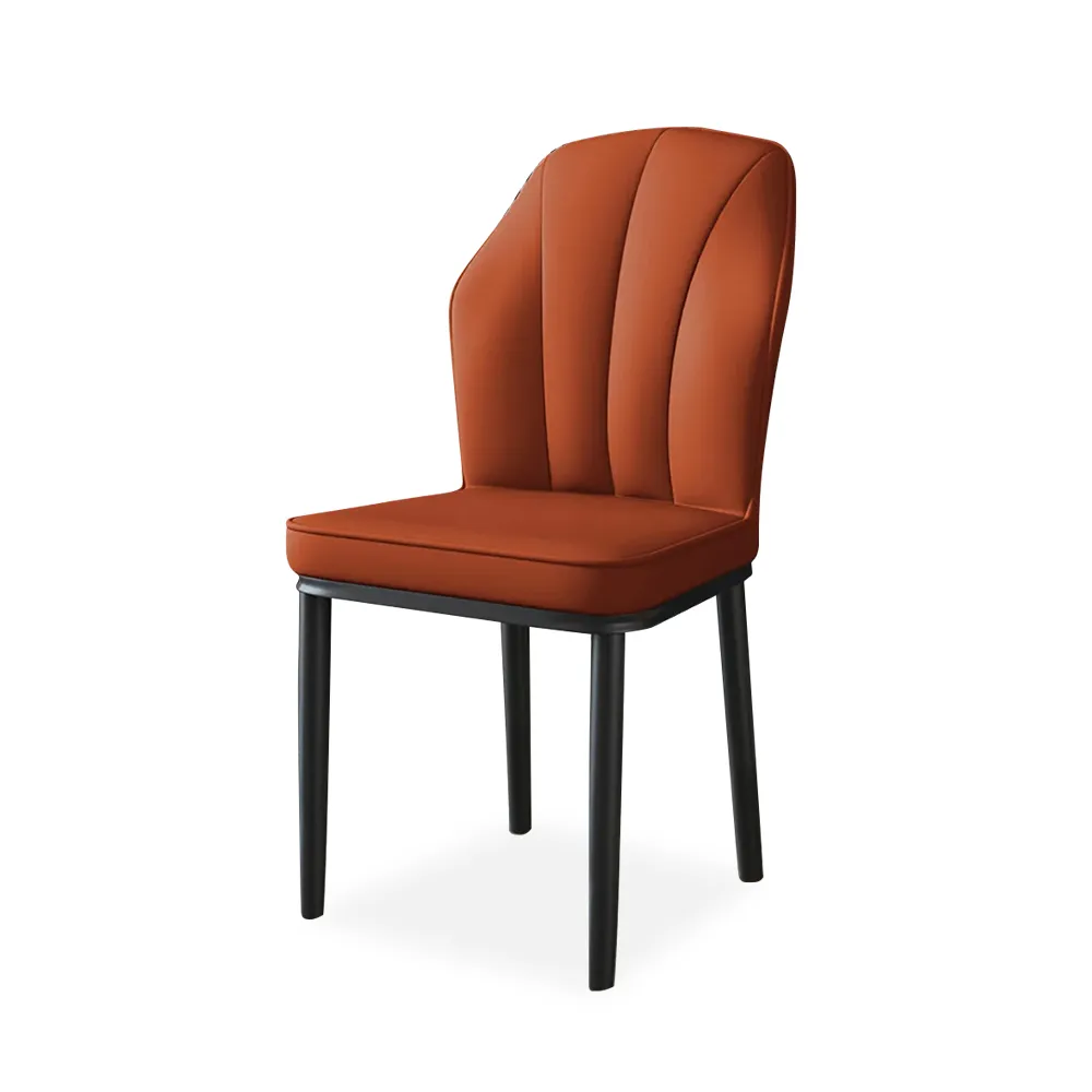 Orange Modern Dining Chair PU Leather High Back Upholstered Dining Chair (Set of 2)