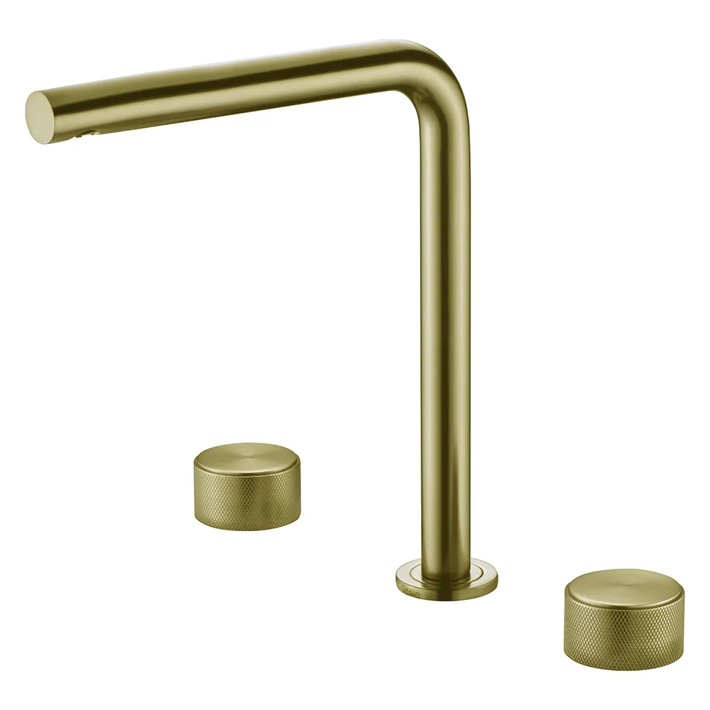 Tubee Bathroom Widespread Sink Faucet Double Knobs in Brushed Gold