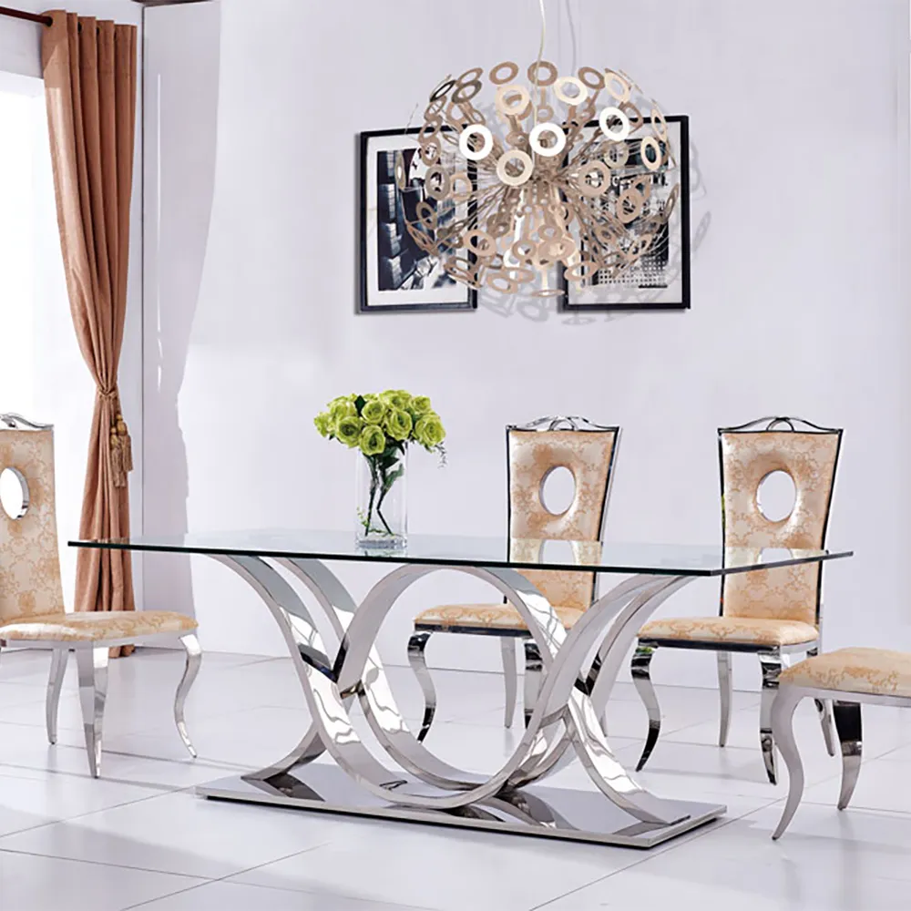 Details about   53'' Rectangular Dining Table Smooth Glass Transparent Table for 6/8 Persons 