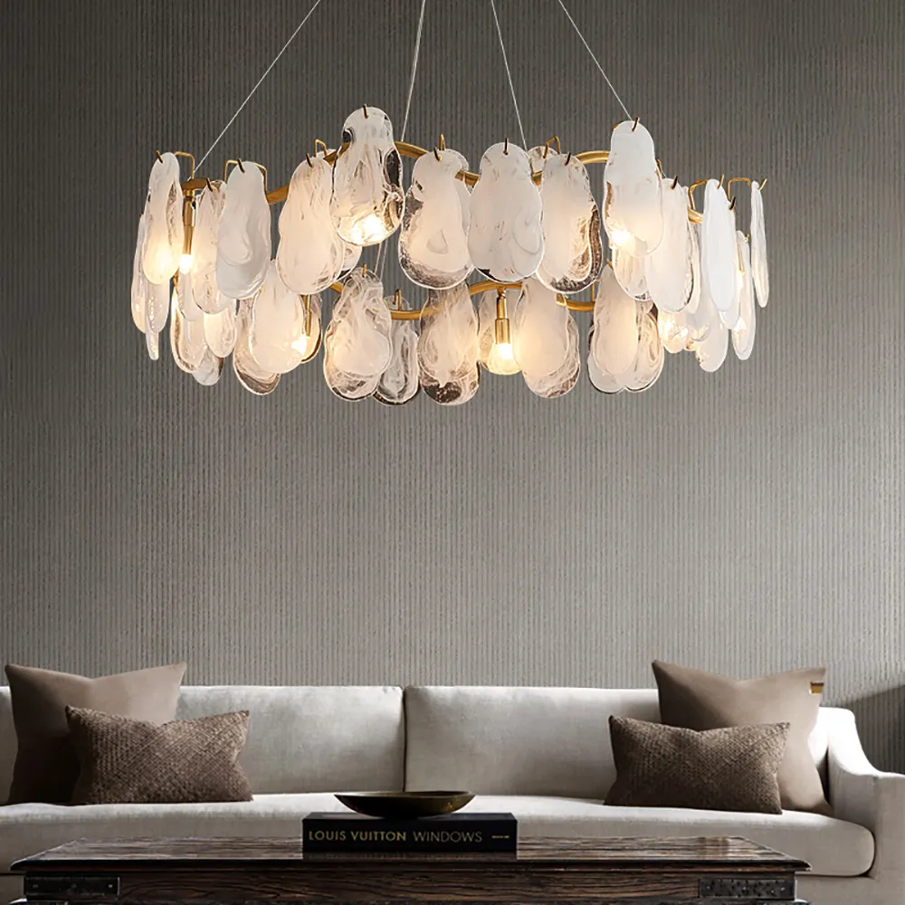 Cloude Modern 8-Light Tiered Cloud Glass Chandelier with Adjustable Cables