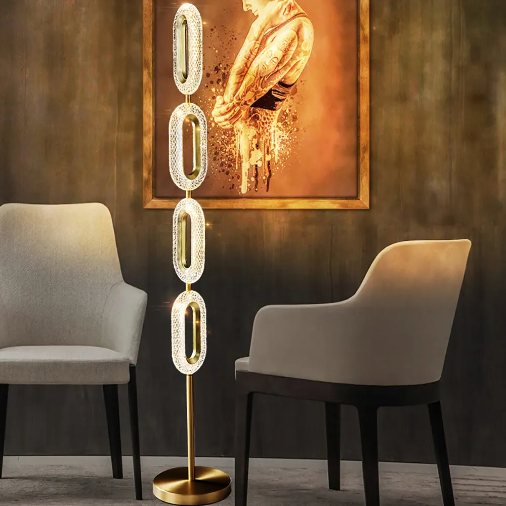 Recognition phone Penelope Ovated Modern Floor Lamp LED Light 4-Light Plug-in Brass Standing Lamp in  Gold-Homary