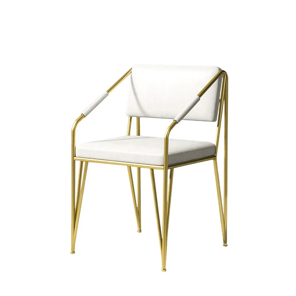 Modern PU Leather Upholstered Leisure with Gold Metal Legs Vanity Chair