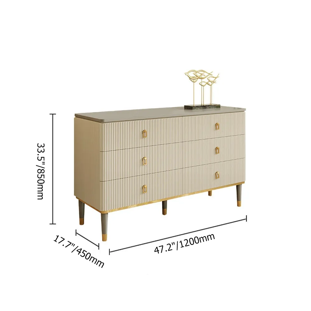 47" Modern Dresser 6 Drawers Buffet Cabinet with Storage in Beige & Gray 