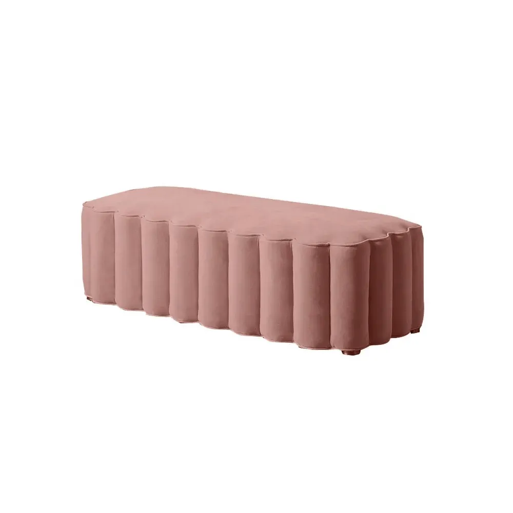 Entryway Bench Pink Velvet Upholstered Ottoman Bench for End of Bed