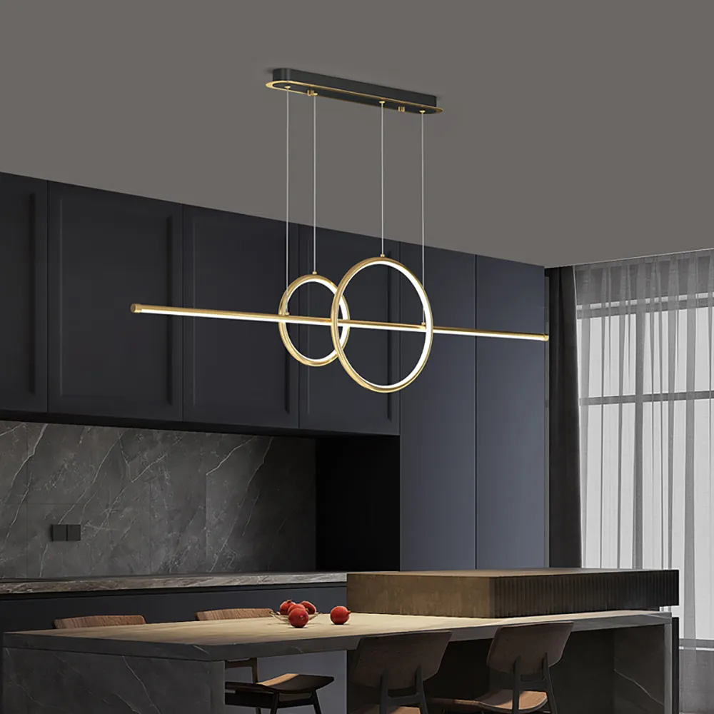 grupo Irónico menos Moderna luz LED lineal para isla de cocina en oro, altura ajustable -  Lámparas de Techo - Homary ES