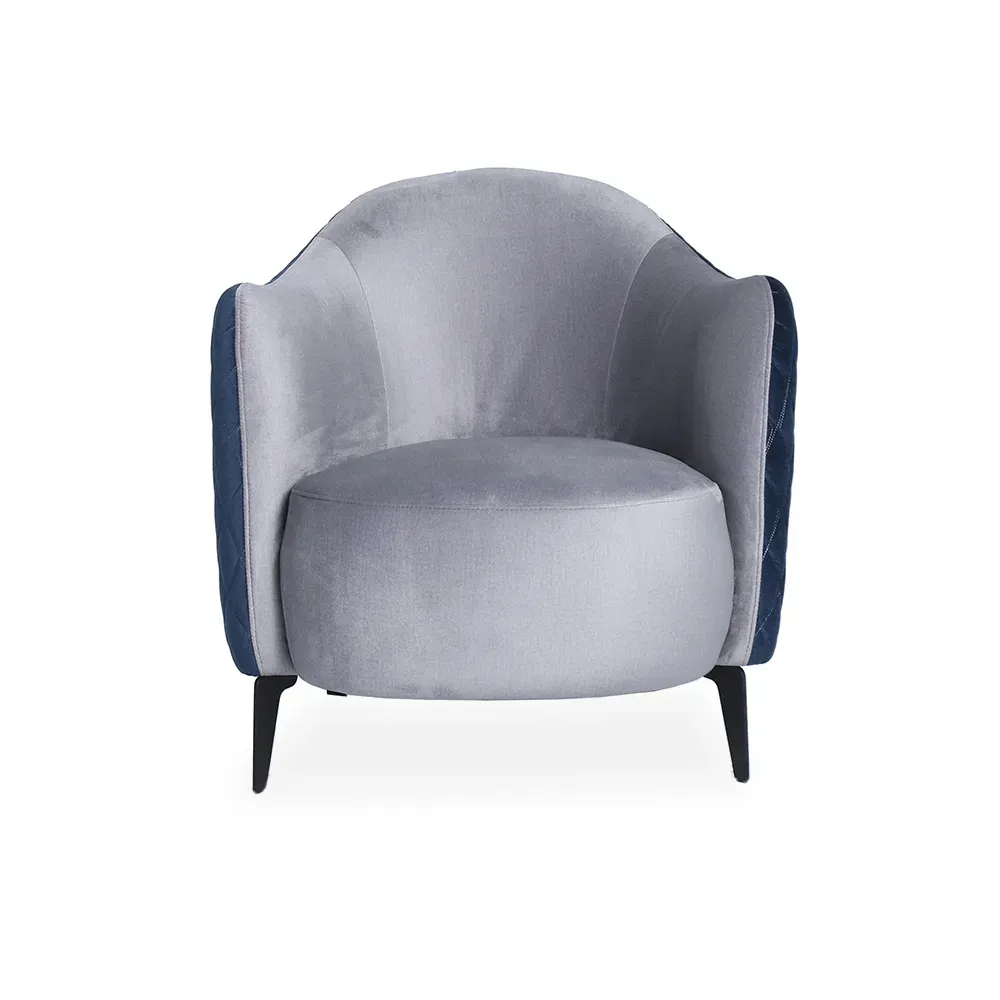 blue and gray accent chair