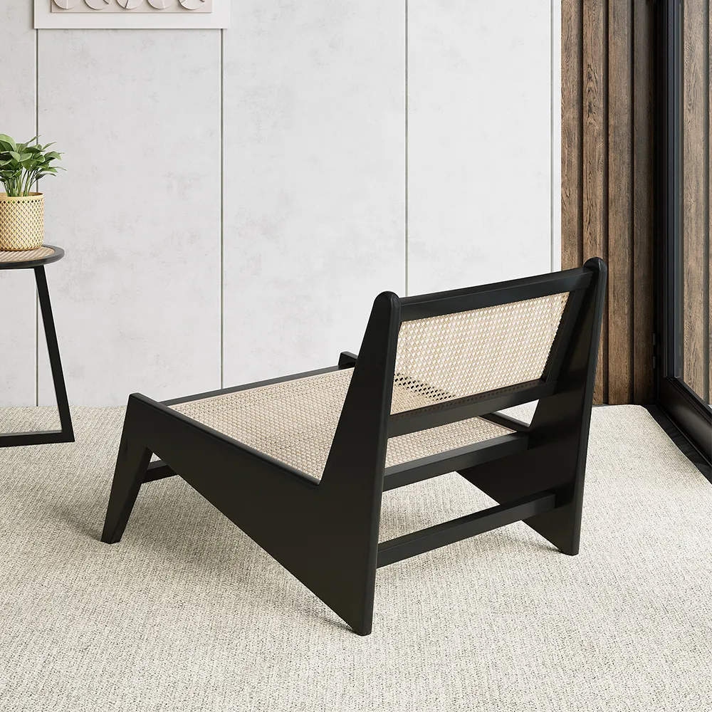 black wood lounge chair