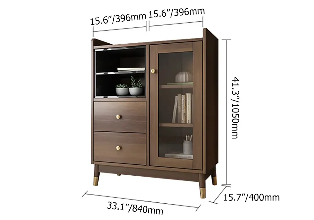 Ultic Modern & Minimalist Sideboard with Ample Storages & 1 Door in Walnut