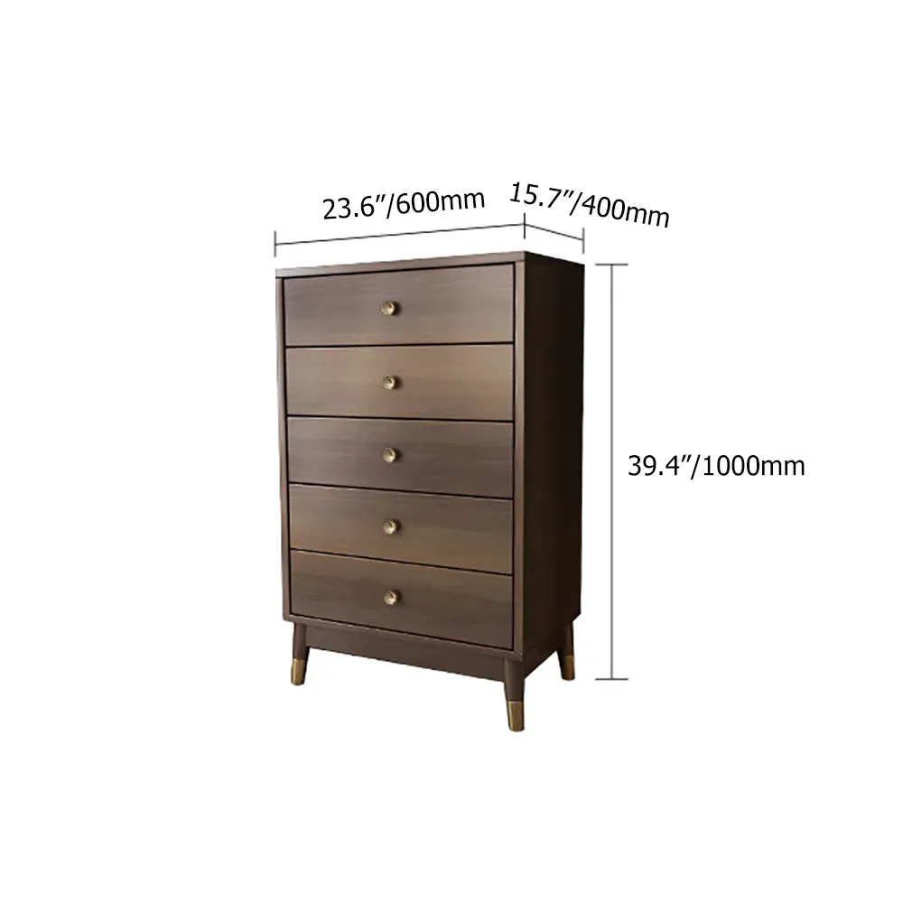 Ultic Contemporary Chest Cabinet with 5 Drawers of Manufactured Wood in Walnut