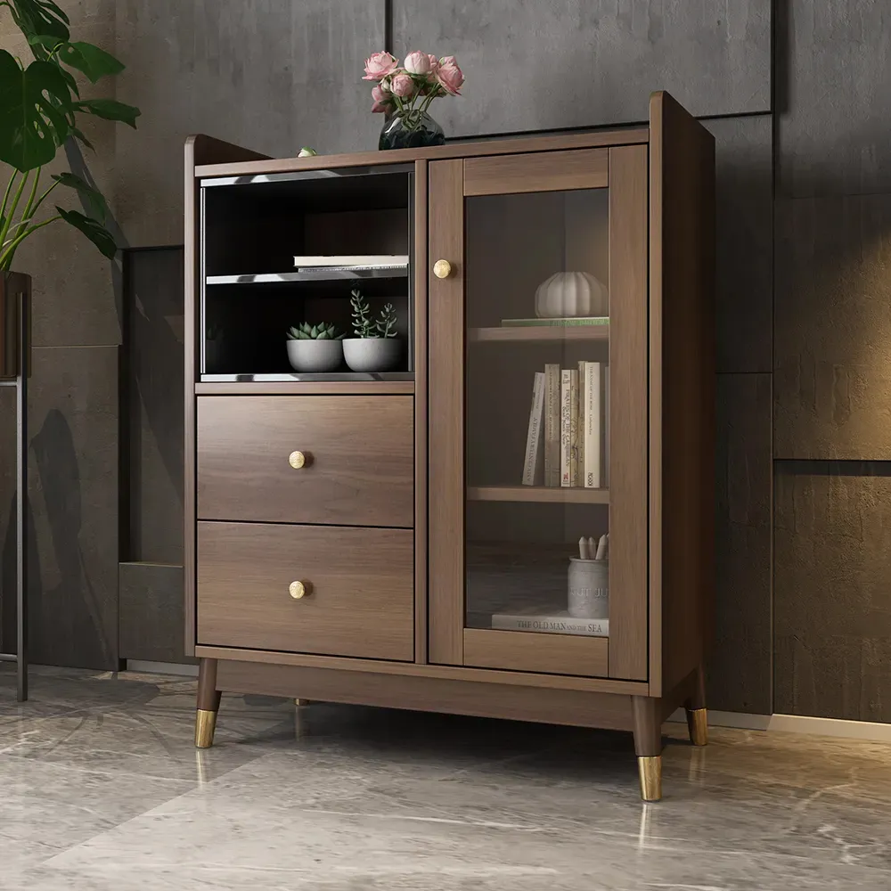 Ultic Modern & Minimalist Sideboard with Ample Storages & 1 Door in Walnut