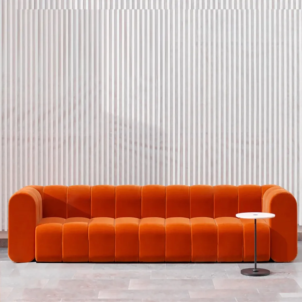 86.6" Modern Velvet Upholstered Sofa 3-Seater Sofa Luxury Sofa Solid Wood Frame bright orange