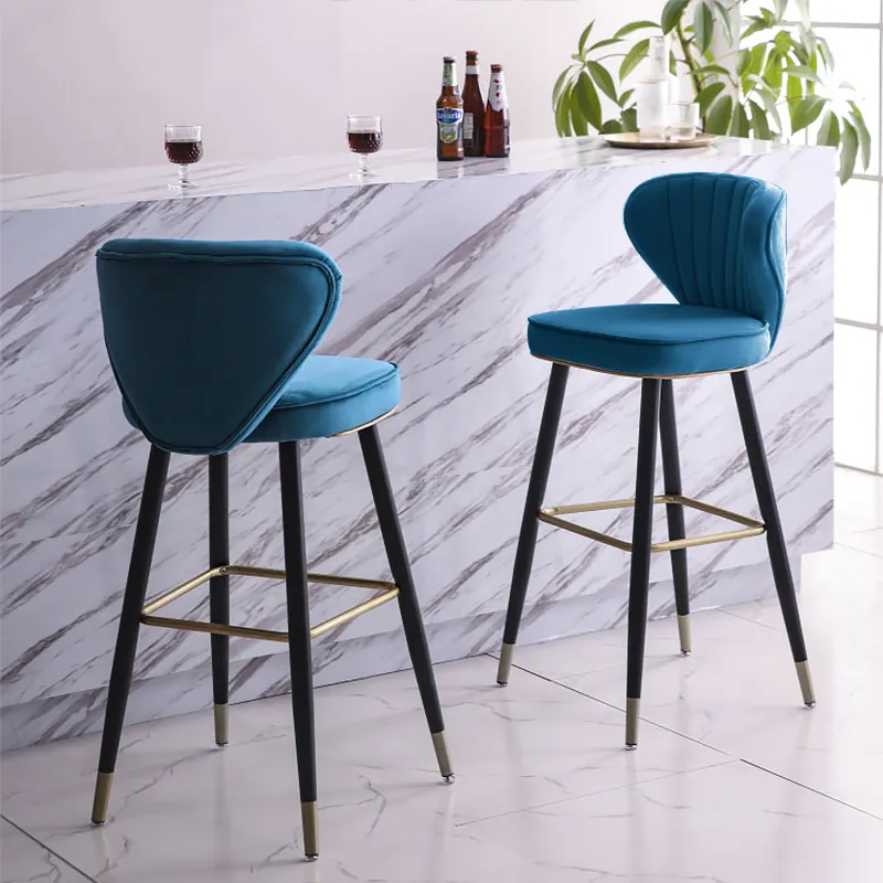 Blue Velvet Bar Stools Upholstered, Blue Kitchen Stools With Backs