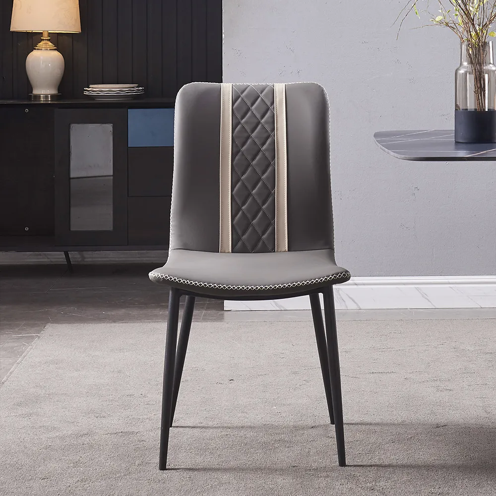 gray leather dining chairs