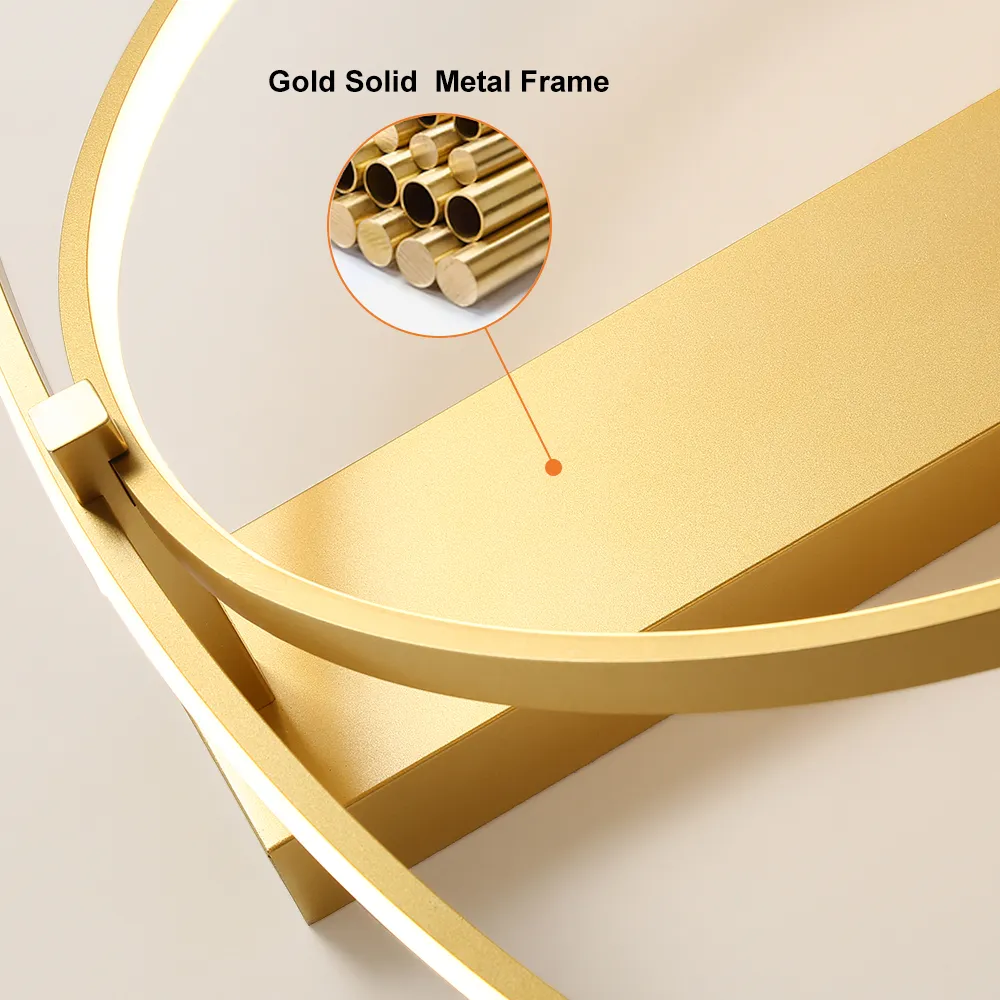 Gold Circle LED Semi Flush Mount light Geometric Ceiling Light Metal