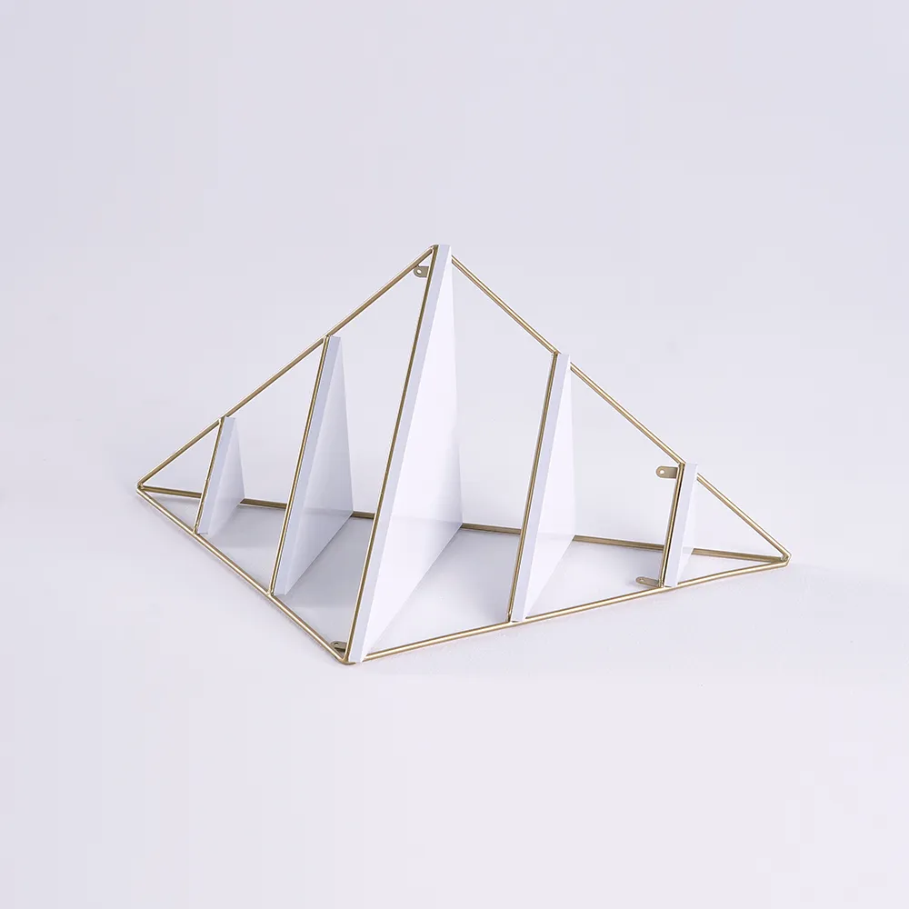 Modern Corner Wall Shelves Triangle Floating Shelves in Gold & White