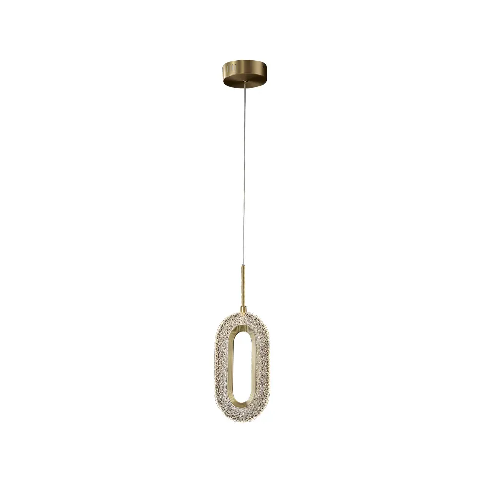 Ovated Gold Ring Pendant Light 1-Light LED Lighting with Adjustable Cable
