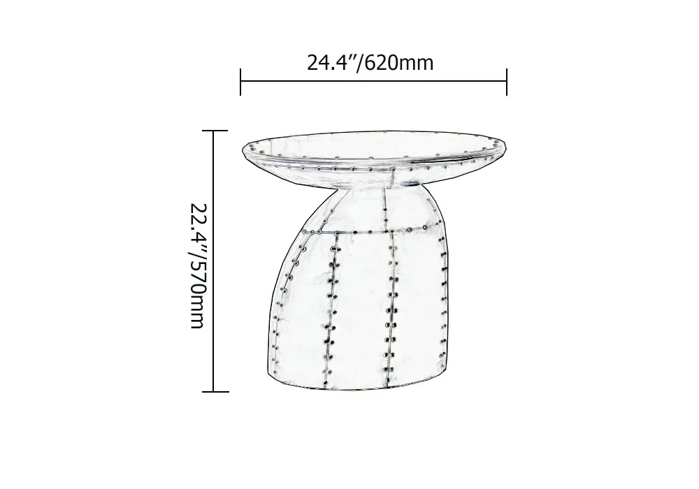 Zado Industrial Silver End Table Mushroom Shape Side Table with Rivet Accents