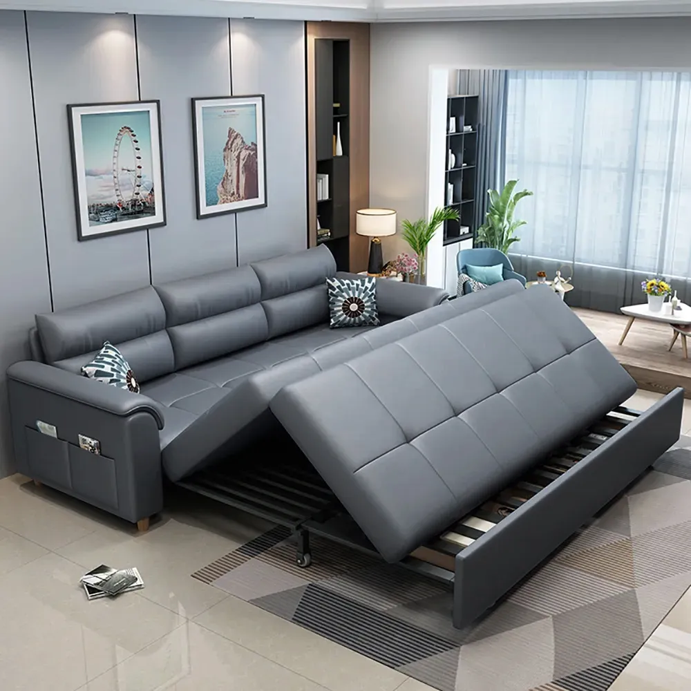 Convertible Futon Couch Sofa Bed Sleeper Microfiber Living Room Storage BLACK 